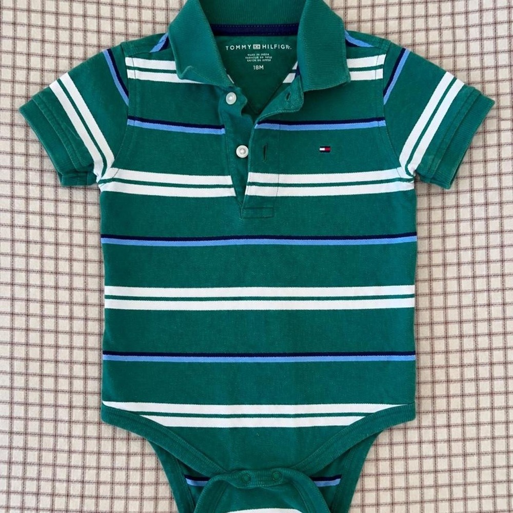 Tommy Hilfiger Baby Striped Polo Bodysuit – 18M